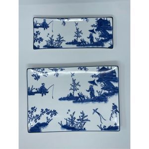 Japanese Kafuh Blue and White China Platters